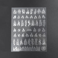 HKM-903123 Flame Series Black, White, Gold, and Silver Nail Stickers - 10.5x8cm