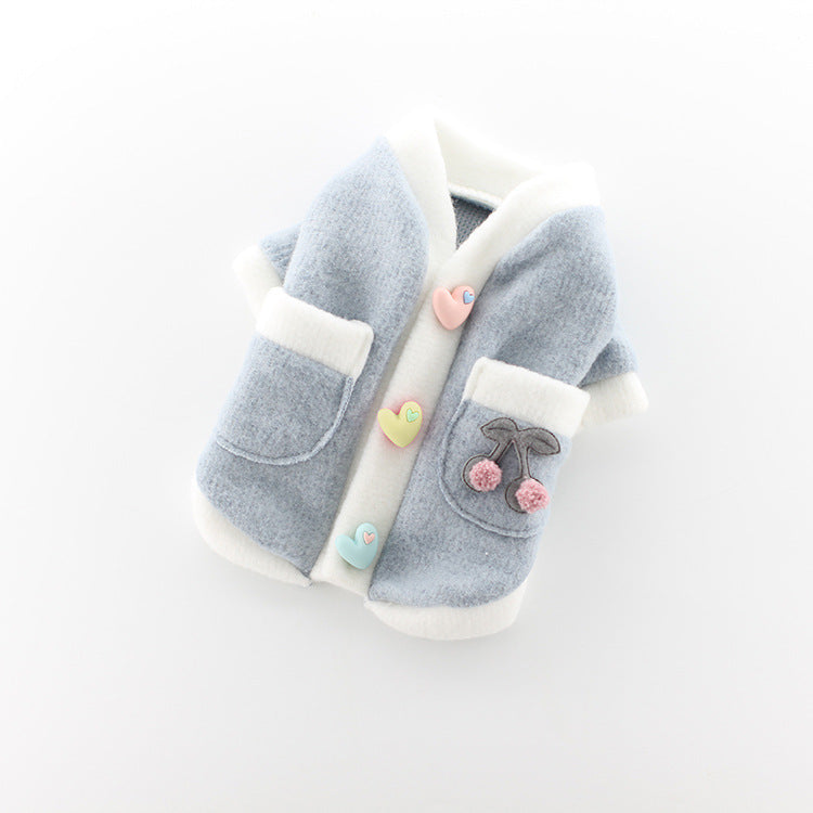 HKM-183635 Sanded Student Skirt Style Pet Sweater - Soft Acrylic Two-legged Clothing for Dogs in Pink and Blue
