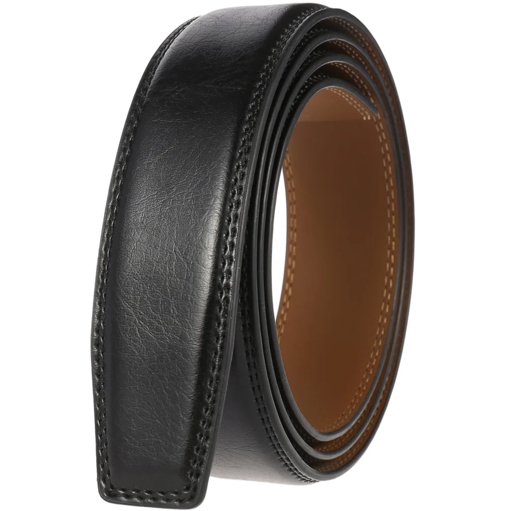 HKM-589331 Men's Leather Belt, Model LY35-122, Classic Style, No Buckle Design