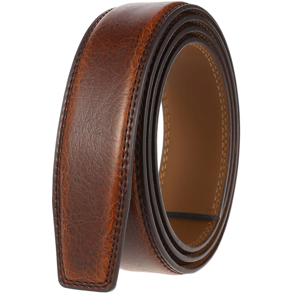 HKM-589331 Men's Leather Belt, Model LY35-122, Classic Style, No Buckle Design