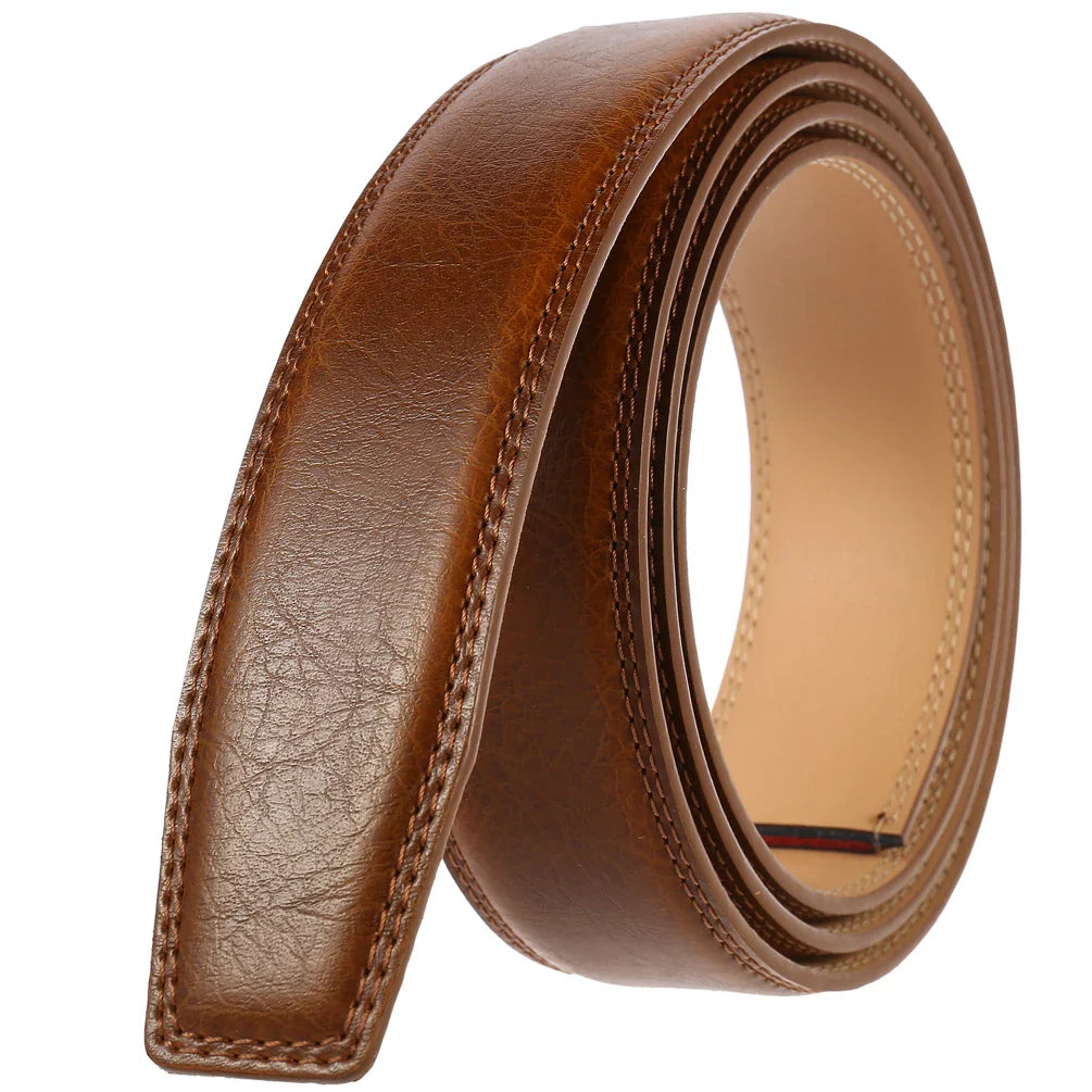 HKM-589331 Men's Leather Belt, Model LY35-122, Classic Style, No Buckle Design
