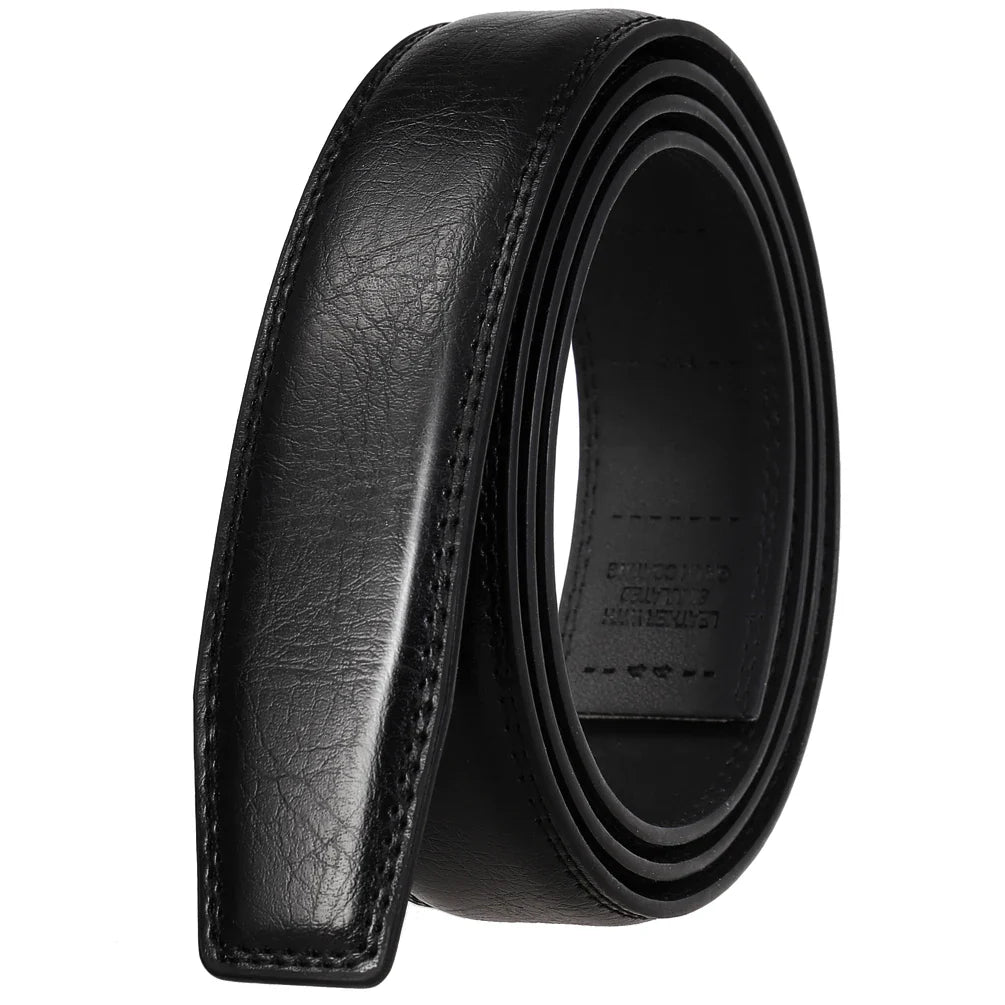 HKM-589331 Men's Leather Belt, Model LY35-122, Classic Style, No Buckle Design