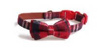 HKM-730131 Bowknot Adjustable Puppy Collar - Lattice Pattern, 100% Cotton & PU Leather, Fits Small to Large Dogs