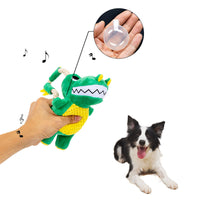 HKM-140435 Durable Plush Dinosaur Chew Toy with Squeaker for Interactive Play - Soft Dog Toy