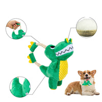 HKM-140435 Durable Plush Dinosaur Chew Toy with Squeaker for Interactive Play - Soft Dog Toy