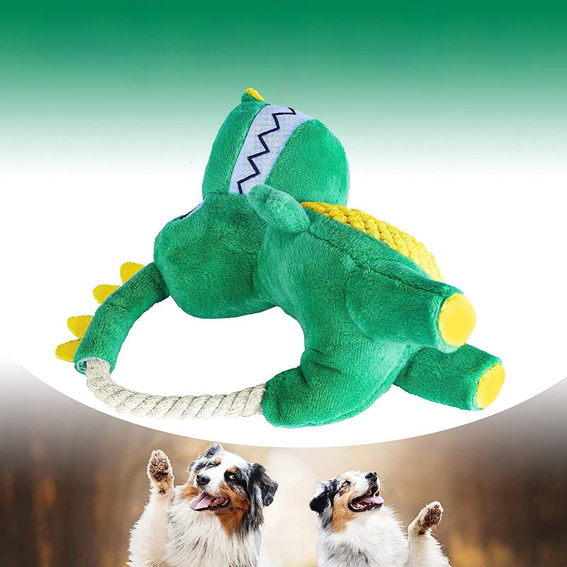 HKM-140435 Durable Plush Dinosaur Chew Toy with Squeaker for Interactive Play - Soft Dog Toy