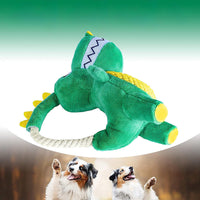 HKM-140435 Durable Plush Dinosaur Chew Toy with Squeaker for Interactive Play - Soft Dog Toy