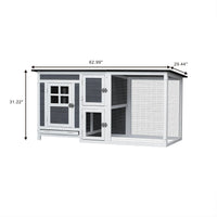 HKM-645267 Outdoor Chicken Hutch with Running Cage and Fir Wood Construction