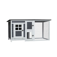 HKM-645267 Outdoor Chicken Hutch with Running Cage and Fir Wood Construction