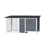 HKM-645267 Outdoor Chicken Hutch with Running Cage and Fir Wood Construction