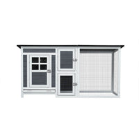 HKM-645267 Outdoor Chicken Hutch with Running Cage and Fir Wood Construction