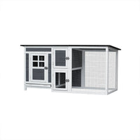 HKM-645267 Outdoor Chicken Hutch with Running Cage and Fir Wood Construction