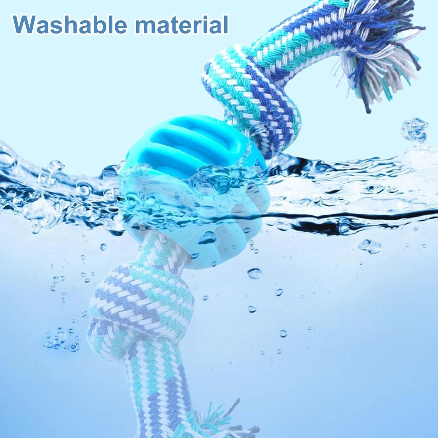 HKM-386451 Durable Chew Toy for Dogs with Rope - Soft Molar Tooth Cleaning Treat for Oral Health, Blue