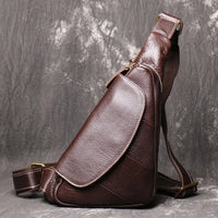 HKM-451667 Leather Men's Outdoor Leisure Chest Bag in Black and Coffee