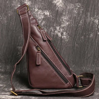 HKM-451667 Leather Men's Outdoor Leisure Chest Bag in Black and Coffee