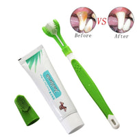 HKM-006611 Three-Head Silicone Finger Toothbrush for Dog Dental Care