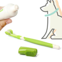 HKM-006611 Three-Head Silicone Finger Toothbrush for Dog Dental Care