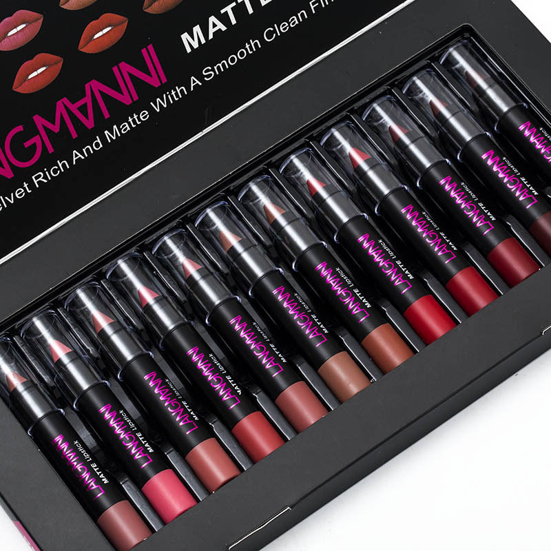 HKM-890515 Matte Velvet Non-Stick Lipstick and Gloss Set for Long-Lasting Hydration and Color