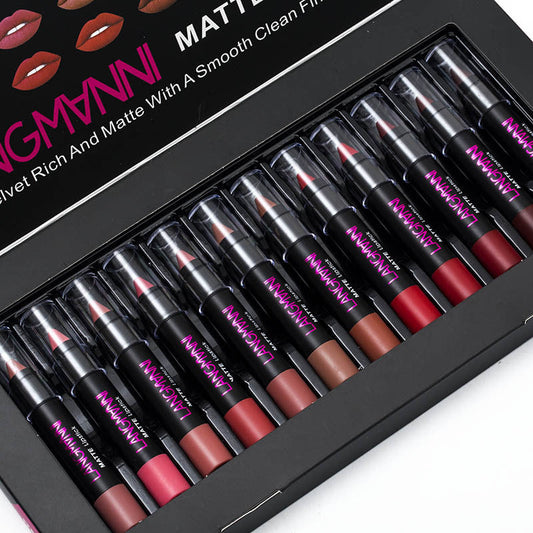 HKM-890515 Matte Velvet Non-Stick Lipstick and Gloss Set for Long-Lasting Hydration and Color