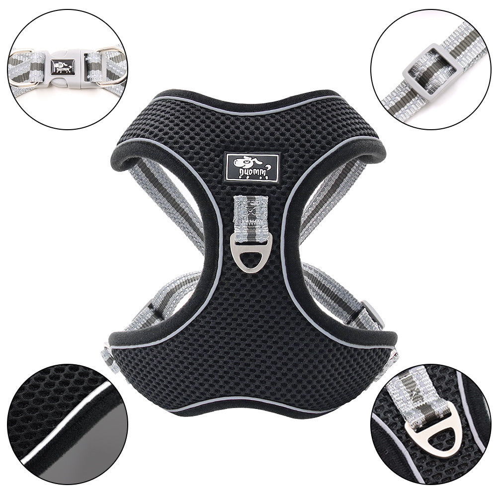 HKM-207635 Reflective and Breathable Dog Chest Strap with Towing Rope (Multiple Sizes Available)