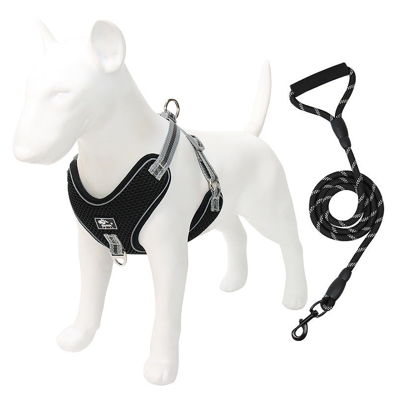 HKM-207635 Reflective and Breathable Dog Chest Strap with Towing Rope (Multiple Sizes Available)