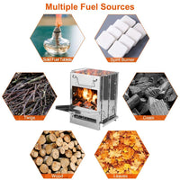 HKM-155923 Portable Folding Charcoal Cooking Stove for Camping, Hiking, and Outdoor Adventures with Carry Handle and Bag