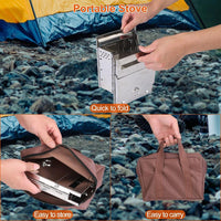 HKM-155923 Portable Folding Charcoal Cooking Stove for Camping, Hiking, and Outdoor Adventures with Carry Handle and Bag
