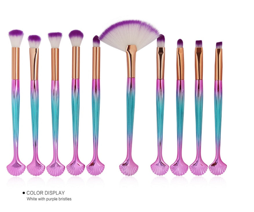 HKM-986515 Brilliant Mermaid Makeup Brush Set for Effortless Application and Blending