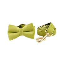 HKM-467475 Velvet Pet Collar with Adjustable Traction Rope and Bow Tie Set