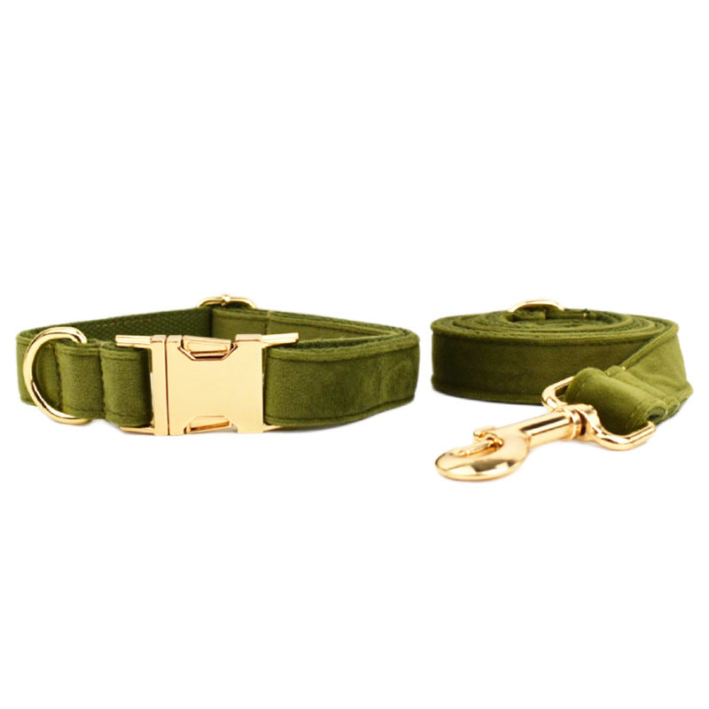 HKM-467475 Velvet Pet Collar with Adjustable Traction Rope and Bow Tie Set