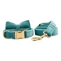 HKM-467475 Velvet Pet Collar with Adjustable Traction Rope and Bow Tie Set