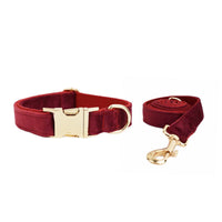 HKM-467475 Velvet Pet Collar with Adjustable Traction Rope and Bow Tie Set