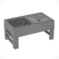 HKM-168595 Adjustable Elevated Dog Bowl with Slow Feeder & Non-Spill Water Bowl - Ideal for Small, Medium, and Large Dogs