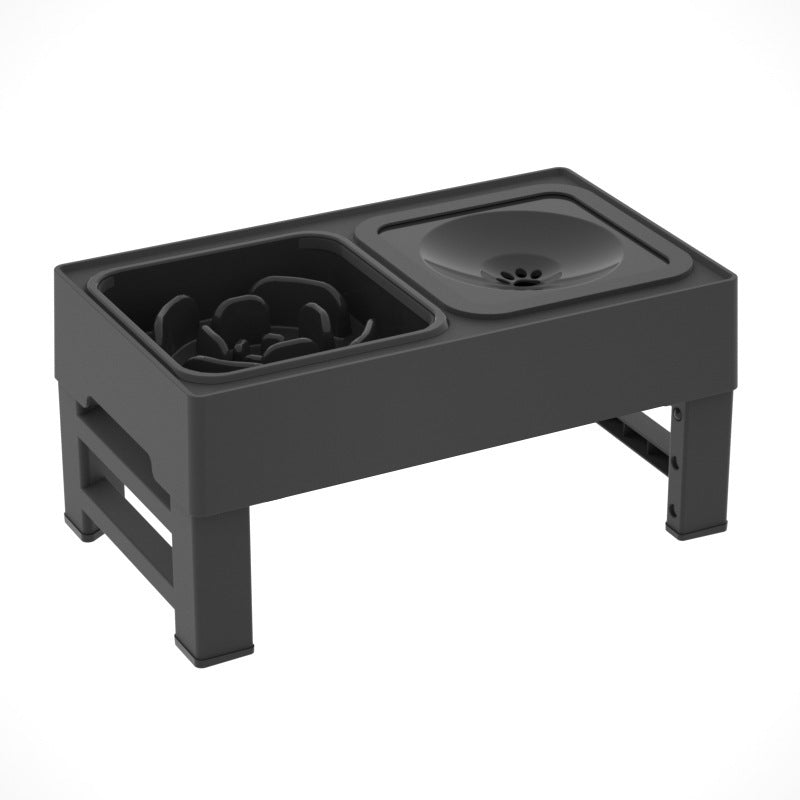 HKM-168595 Adjustable Elevated Dog Bowl with Slow Feeder & Non-Spill Water Bowl - Ideal for Small, Medium, and Large Dogs