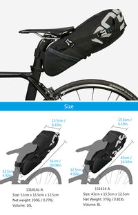 HKM-803539 Large Waterproof Saddle Seat Bag with High Capacity for Biking Enthusiasts