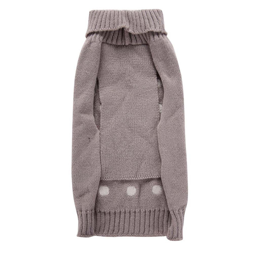 HKM-736083 Embroidered Pet Sweater for Autumn and Winter - Grey Acrylic, Multiple Sizes Available