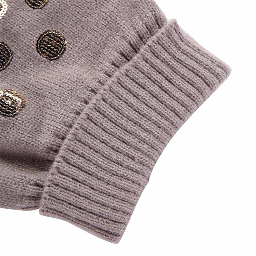 HKM-736083 Embroidered Pet Sweater for Autumn and Winter - Grey Acrylic, Multiple Sizes Available