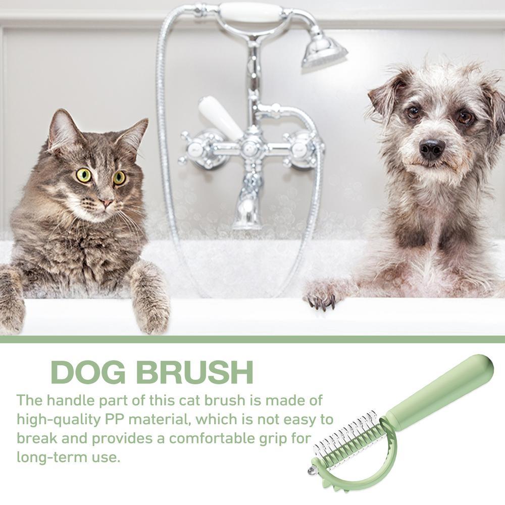 HKM-953427 Self-Cleaning Cat Brush with Double-Sided Design for Shedding and Dematting, Cute Dinosaur Shape