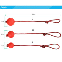 HKM-987475 Durable Rubber Dog Ball with Rope - Indestructible Chew Toy for Puppies and Pets, Available in Multiple Sizes