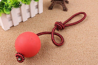 HKM-987475 Durable Rubber Dog Ball with Rope - Indestructible Chew Toy for Puppies and Pets, Available in Multiple Sizes