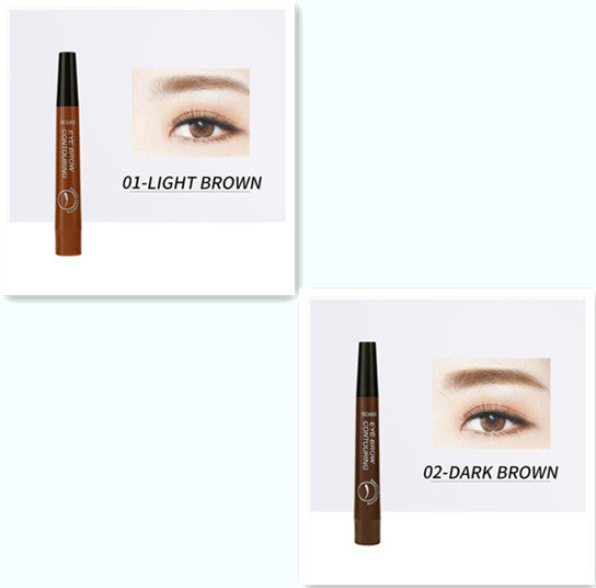 HKM-115283 Four-Headed Eyebrow Pencil - Long-Lasting, Waterproof, Natural Finish in 4 Shades
