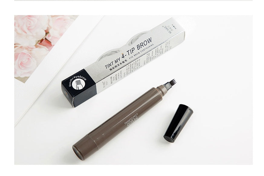 HKM-115283 Four-Headed Eyebrow Pencil - Long-Lasting, Waterproof, Natural Finish in 4 Shades