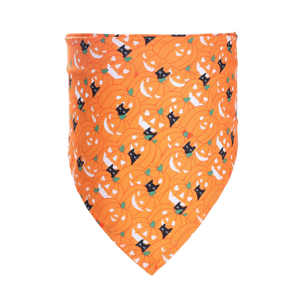 HKM-963475 Halloween Pet Triangle Scarf for Dogs - Multiple Styles Available, Adjustable for Neck Sizes 20-46CM, Lightweight Polyester
