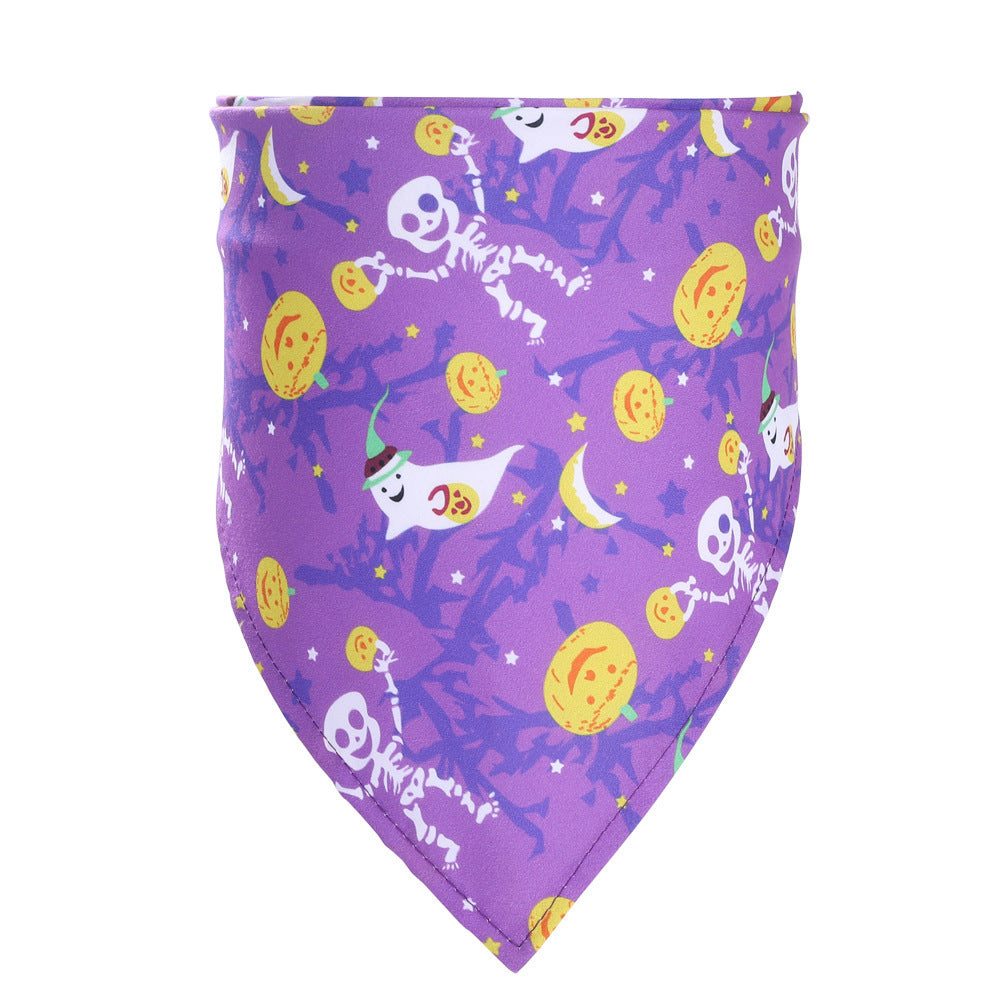 HKM-963475 Halloween Pet Triangle Scarf for Dogs - Multiple Styles Available, Adjustable for Neck Sizes 20-46CM, Lightweight Polyester