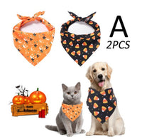 HKM-963475 Halloween Pet Triangle Scarf for Dogs - Multiple Styles Available, Adjustable for Neck Sizes 20-46CM, Lightweight Polyester