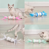 HKM-051859 Automatic Smart Electric Cat Ball with Real Animal Feathers - Multi-Color Toy for Cats