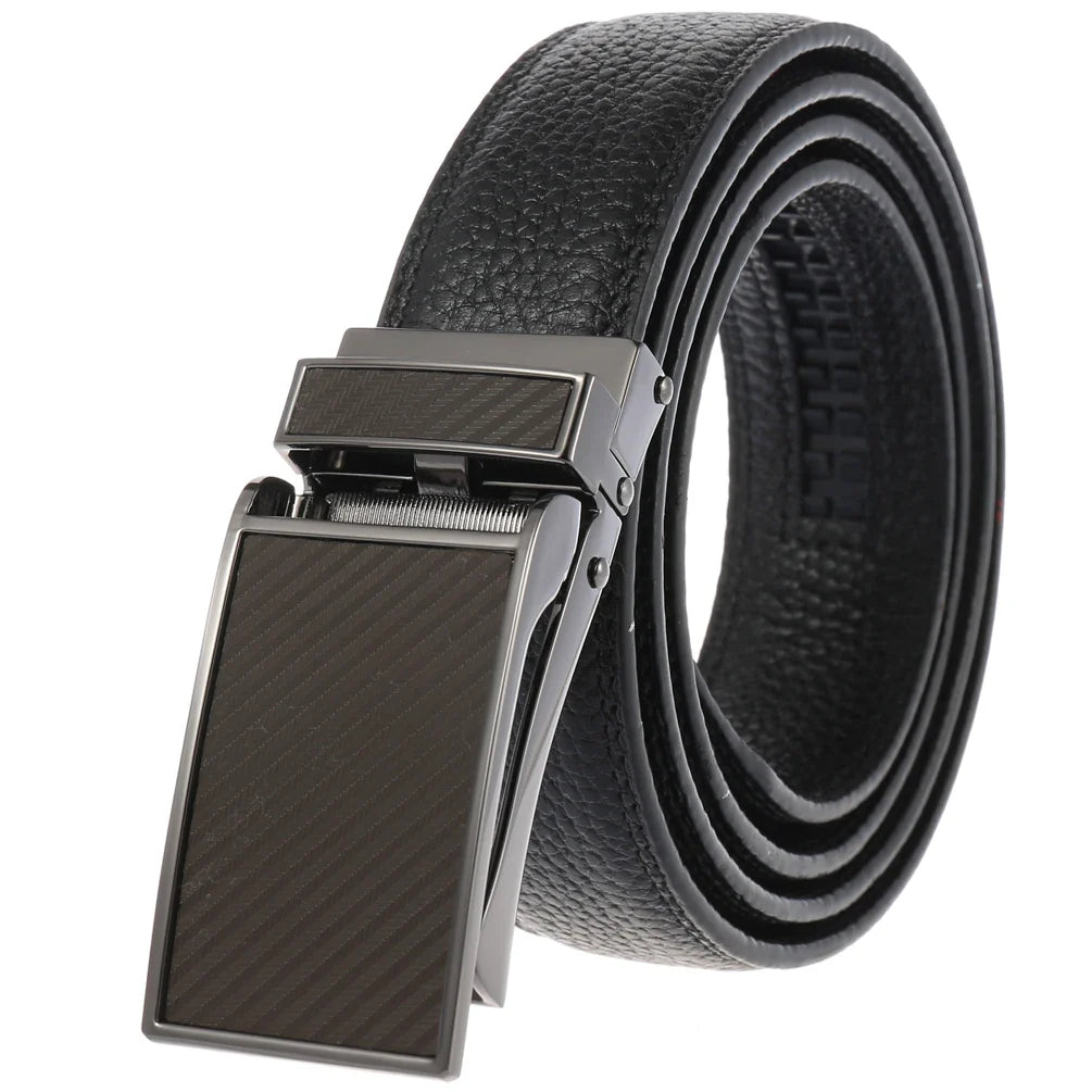 HKM-659475 Automatic Ratchet Buckle Leather Belt for Men - Model LY33-0863-5