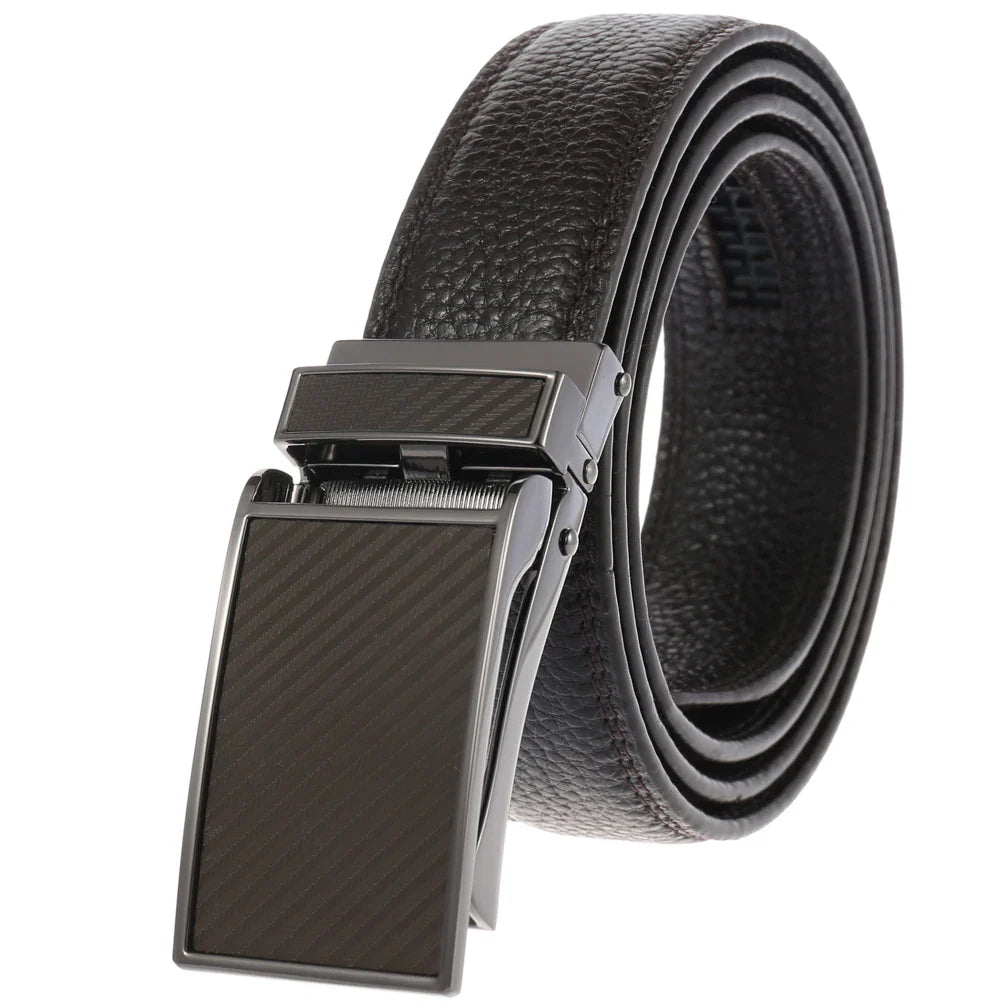 HKM-659475 Automatic Ratchet Buckle Leather Belt for Men - Model LY33-0863-5