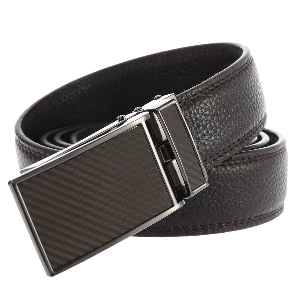 HKM-659475 Automatic Ratchet Buckle Leather Belt for Men - Model LY33-0863-5
