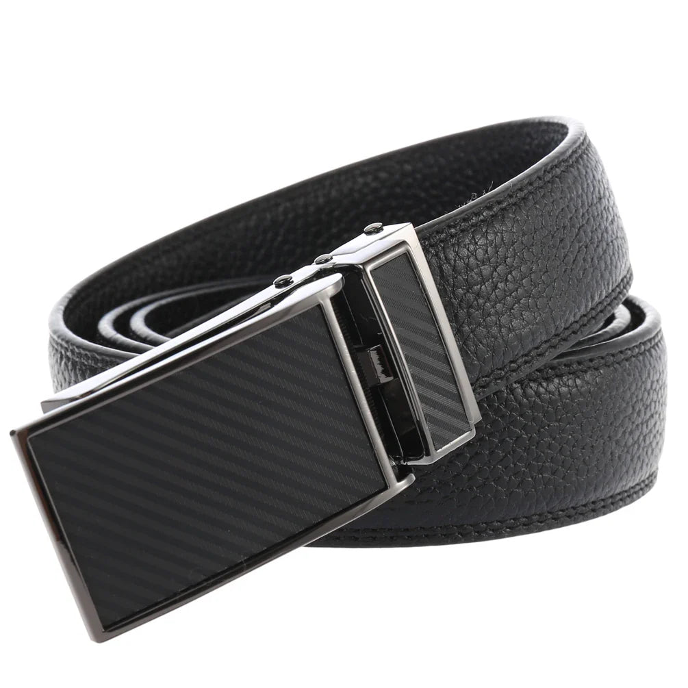 HKM-659475 Automatic Ratchet Buckle Leather Belt for Men - Model LY33-0863-5